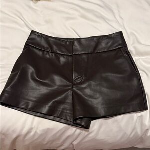 Zara Black High-Waist Faux Leather Shorts